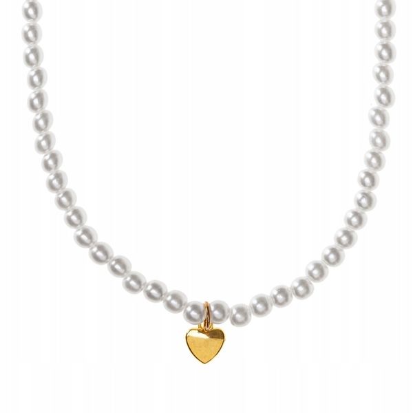 NASZYJNIK z PEREŁEK PEREŁ z ZAWIESZKĄ SERCA SERCE SERUSZKO DAMSKI ELEGENCKI zdjęcie 2