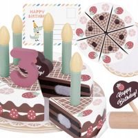 TORT URODZINOWY DREWNIANY ZE ŚWIECZKAMI TOOKY TOY