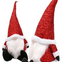 Brokatowy skrzat dekoracyjny 50 cm czerwony