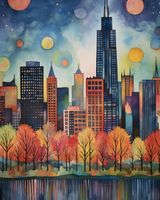 Plakat 40x50cm Panorama Malowniczego Miasta