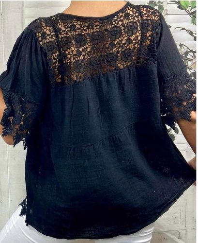 Tunika Luźna Damska Koronka Oversize Duże Rozmiary Czarna (50-56) roz. 52 na Arena.pl