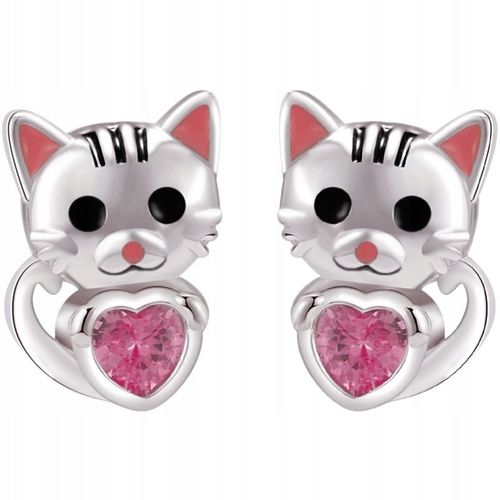 SREBRNE KOLCZYKI DLA DZIEWCZYNKI DZIECI KOTKI SZTYFTY WKRĘTKI SREBRO 925 na Arena.pl