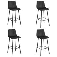 Hoker czarny aksamit POZZA barowy stylowy 4 szt z oparciem nogi czarne