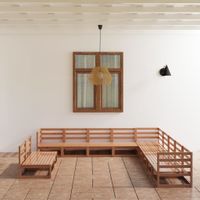 Emaga 11-cz. zestaw wypoczynkowy do ogrodu, miodowy brąz, sosnowy