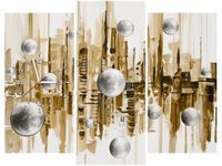 90CM 70 ZEGAR 3 ELEM MIASTO ZE SNU SEPII SCIENNY DRUK