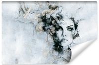 Fototapeta Do Sypialni BETON Kwiaty Abstrakcja Portret 135cm x 90cm