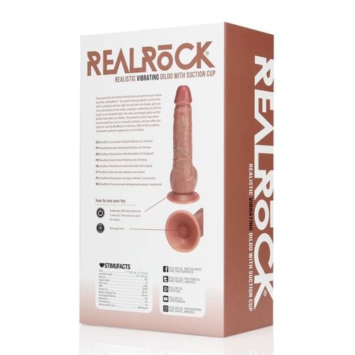vibrating regular straight cock with balls - 7" / 18 cm - tan na Arena.pl