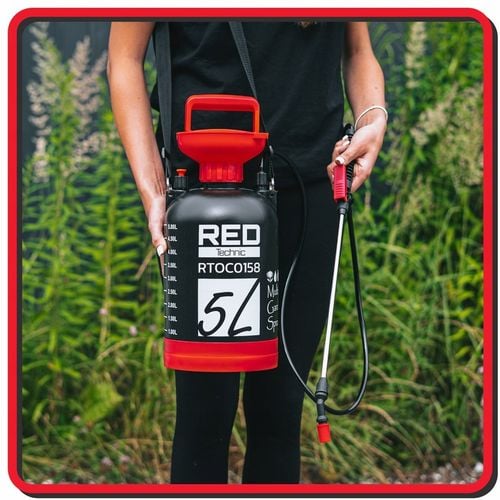 OPRYSKIWACZ CIŚNIENIOWY RĘCZNY 5L NA RAMIĘ OGRODOWY REGULOWANA DYSZA na Arena.pl