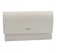 Laura Biaggi - torebka wizytowa kopertowa beżowy mat klapka holo JP40