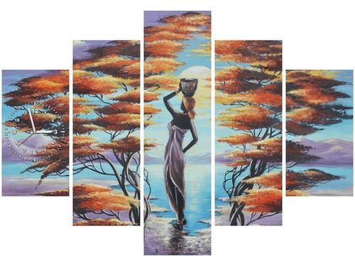 105CM 150CM ZEGAR 5 ELEM AFRYKAŃSKA DZIEWCZYNA KOSZEM DRUK OBRAZ na Arena.pl