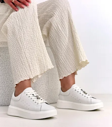 Białe Skórzane Sneakersy Na Platformie Cambell 41 na Arena.pl
