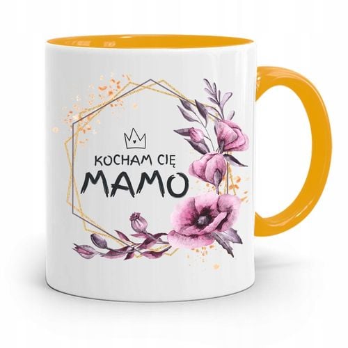 Kubek Żółty Prezent Dla Mamy Matki Kocham Cię Mamo Z Nadrukiem Ze Zdjęciem na Arena.pl