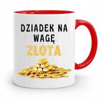 Kubek Czerwony Prezent Dla Dziadka Na Wagę Złota Z Nadrukiem Ze Zdjęciem
