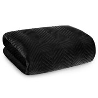 Narzuta pikowana w jodełkę z welwetu SOFIA 170x210 czarna