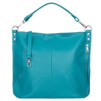 VERA PELLE torebka damska skórzana worek z paskiem na ramię V388 turkusowa