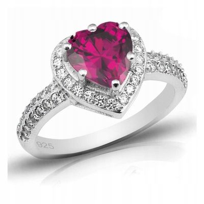 Pierścionek Srebrny z Rubinowym Sercem zdjęcie 1