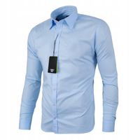 KOSZULA MĘSKA BŁĘKITNA KLASYCZNA Slim Fit TALIOWANA GŁADKA ROZMIAR L