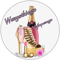 Opłatek na tort Urodziny 18 30 40 50 Szampan Kwiaty Drink Whisky Tekst