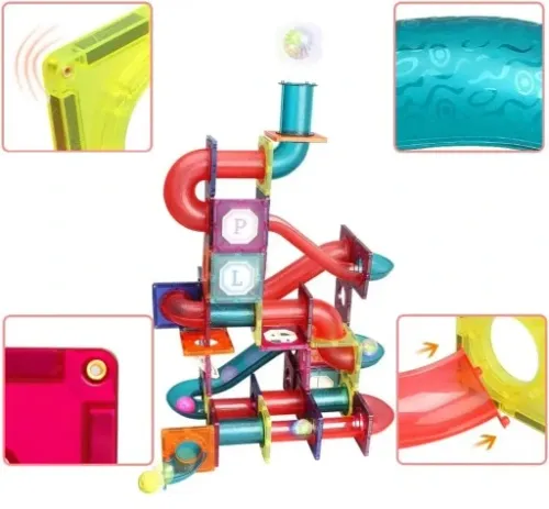 KLOCKI MAGNETYCZNE KONSTRUKCYJNE ŚWIECĄCY TOR 110el 3D MAGNETIC EDUKACYJNE na Arena.pl