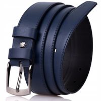 SEPHER Pasek skórzany męski GRANATOWY skóra klasyk