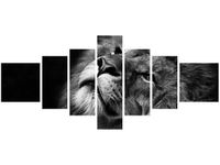 160CM 70CM OBRAZ 7 ELEM SREBRNY LEW ŚCIENNY