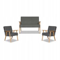 Zestaw mebli PRL retro SOLER sofa fotele Family Meble szary welur Hunter