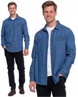 Koszula Męska BawełnIana Jeansowa Elegancka Klasyczna Niebieski MORAJ - 3XL