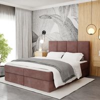 ŁÓŻKO KONTYNENTALNE 160x200 TAPICEROWANE PODWÓJNE Z MATERACEM BRUDNY RÓŻ