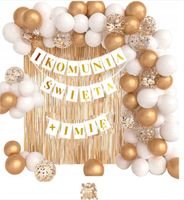 ZŁOTO-BIAŁY ZESTAW BALONÓW PIERWSZA KOMUNIA ŚWIĘTA GIRLANDA 74 ELEMEN