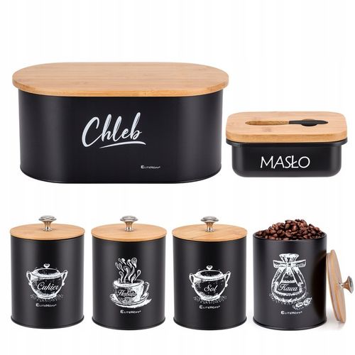 CHLEBAK POJEMNIKI MASELNICZKA DESKA BAMBUSOWY NA PRZYPRAWY CHLEB NOŻYK na Arena.pl