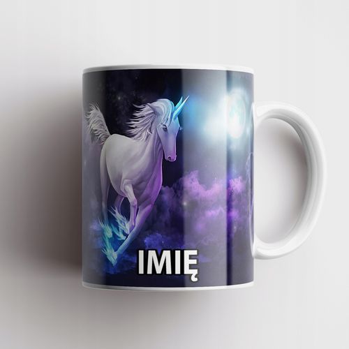 ZESTAW KUBEK + PODKŁADKA - JEDNOROŻEC UNICORN - PREZENT WIELE WZORÓW + IMIĘ na Arena.pl