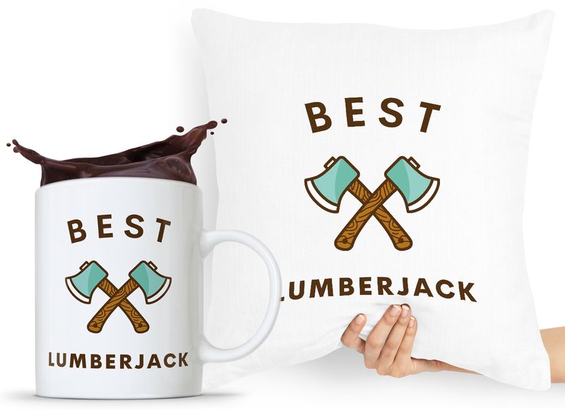 Zestaw Poduszka + Kubek Dla Drwala Prezent Z Nadrukiem Ze Zdjęciem zdjęcie 1