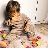 CDLA DZIECI  DREWNIANE KLOCKI DO NAWLEKANIA OWOCE