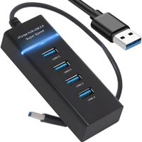 Hub usb 3.0 rozgałęźnik portów 4 porty rozdzielacz przejściówka adapter — Czarny