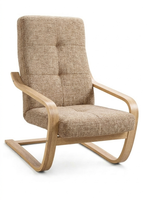 Fotel Finka bujany do salonu stelaż drewno sonoma materiał brązowy