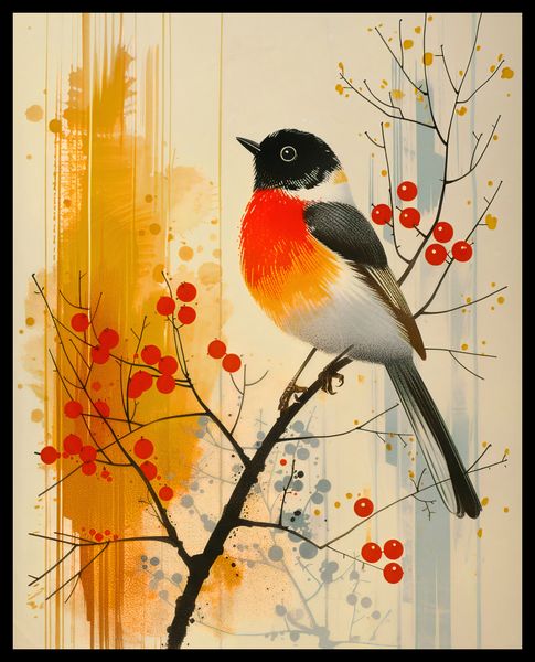 Plakat 40x50cm Jesienny Rudzik zdjęcie 2