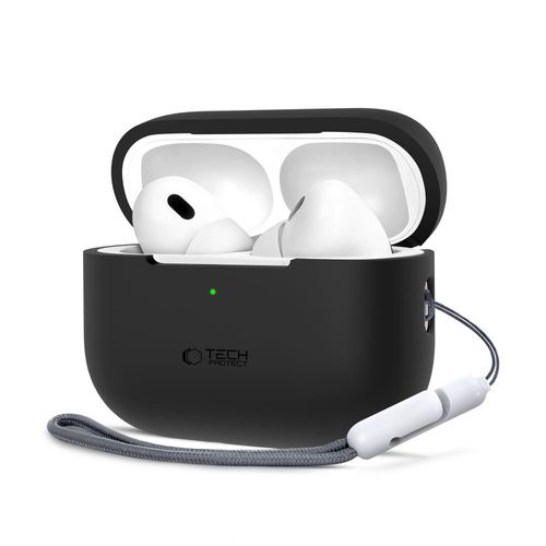 Etui Tech-Protect Silicone z Smyczą DO AirPods Pro 1, 2 Czarne na Arena.pl