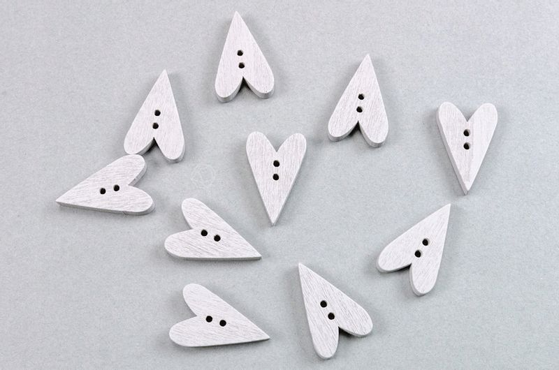 Guzik drewniany SERCE szary 10szt. zdjęcie 2