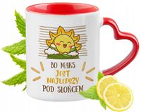 Dla Maksa Kubek Czerwony Z Uszkiem W Kształcie Serca Na Prezent Z Nadrukiem