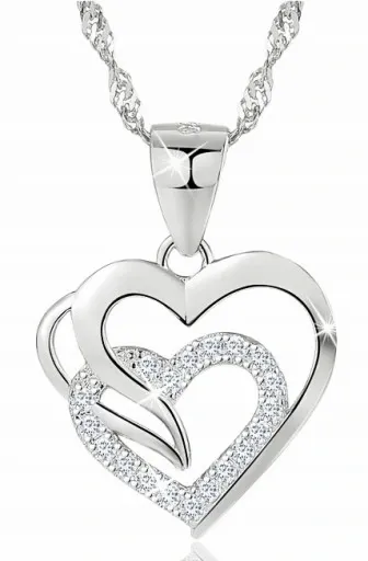 SREBRNY NASZYJNIK SERCE SREBRO 925 ŁAŃCUSZEK DAMSKI Z ZAWIESZKĄ GRAWER zdjęcie 8