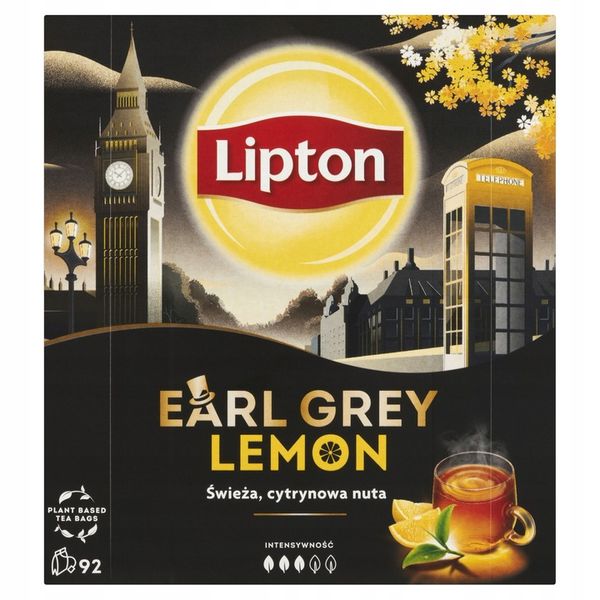 Zestaw Lipton herbata czarna ekspresowa EARL GREY, LEMON 2x92 torebki 322g zdjęcie 3