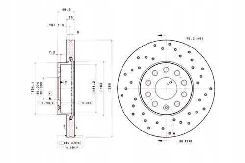 TARCZA HAM PRZOD 288X25 V XTRA BREMBO na Arena.pl