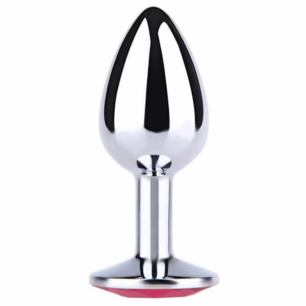 Silver Small Butt Plug With Purple Diamond zdjęcie 2
