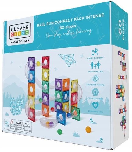 CLEVERCLIXX KLOCKI MAGNETYCZNE TOR WYŚCIGOWY KULODROM BALL RUN 60 EL. na Arena.pl