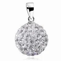 SREBRNY WISIOREK KULKA KULECZKA 12MM KRYSZTAŁKI BIAŁE CRYSTAL BEADS