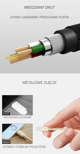 ORYGINALNY Kabel ROCK USB iPhone 5 SE 6S 7 100 cm na Arena.pl