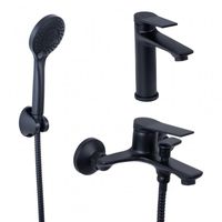 Czarny zestaw bateria umywalkowa wannowa słuchawka - Yoka