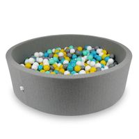 Suchy basen 130x40cm szary z piłeczkami 700szt (białe, szare, turkusowe, żółte, miętowe)