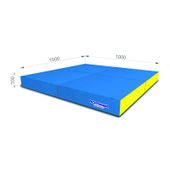 materac Kometa 100x100x10 czteroczęściowy niebiesko-żółty MALPISZON.PL