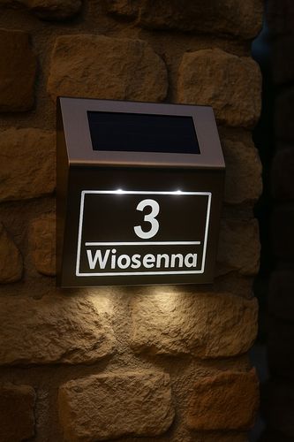 Solarny Numer Domu LED + Tabliczka INOX – Podświetlany, stal nierdzewna na Arena.pl